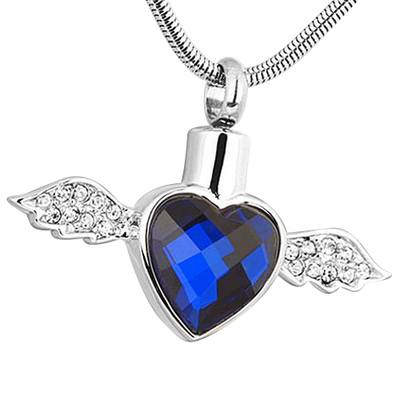 Blue Winged Heart Ash Necklace
